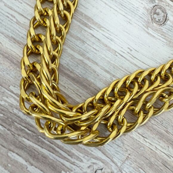 Vintage Super Chunky Gold Chain Long Necklace Mob Wife - Picture 6 of 8